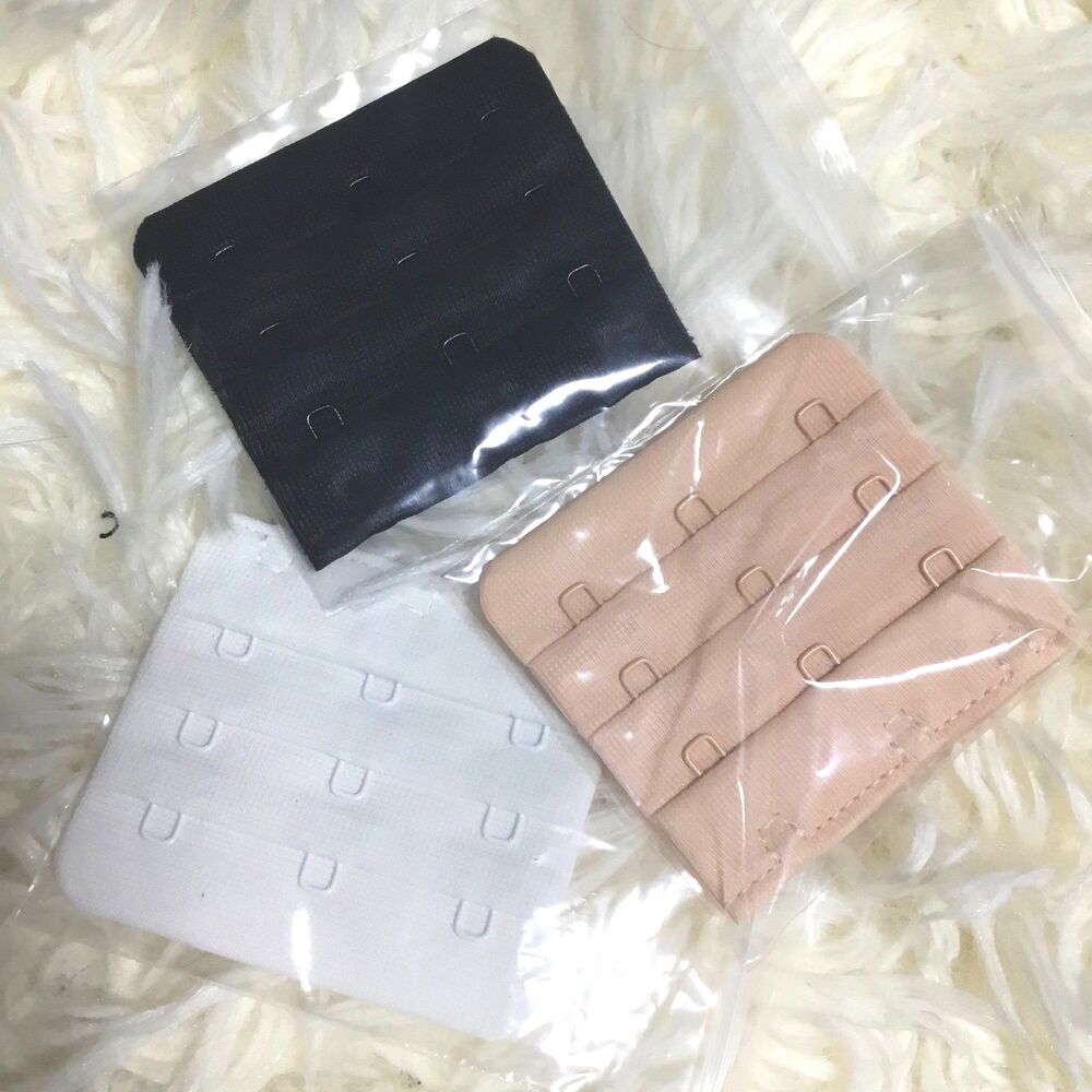 NWOT bra extenders white nude black 3 rows of catches 2" x 2.5"